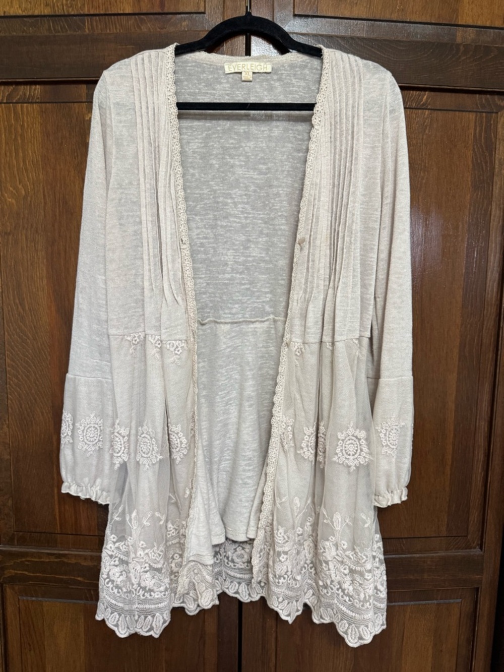 Everleigh Romantic Lace Tunic Cardigan Blouse Cottagecore Anthro Style XL